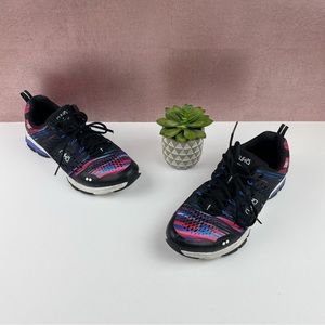 Ryka Vivid Black Pink Lace Up Athletic Workout Running Shoes Women 8.5M
